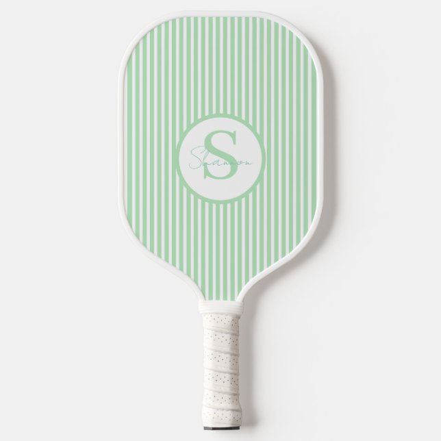 Elegantes, schwarz gestreiftes Monogramm-Picklebal Pickleball Schläger (Vorderseite)