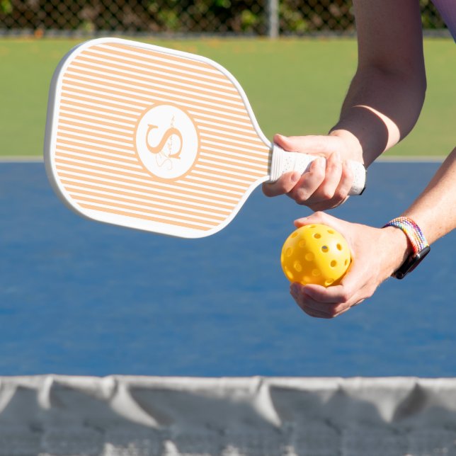 Elegantes, schwarz gestreiftes Monogramm-Picklebal Pickleball Schläger (InSitu)