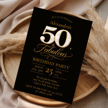 Elegantes Schwarz Gold 50. Geburtstag
