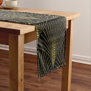 Elegantes Schwarz & Gold Art-Deko-Muster Kurzer Tischläufer