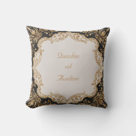 Elegantes Schwarz-Gold Barockkissen Kissen