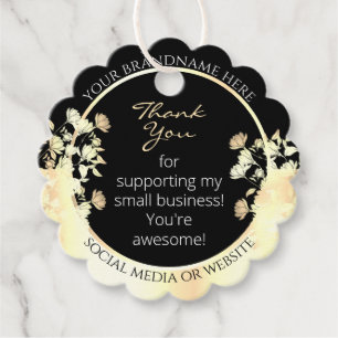 Elegantes Schwarz-Gold-Blumenprodukt Geschenkanhänger