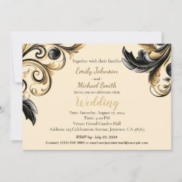 Elegantes Schwarz-Gold-Design Einladung