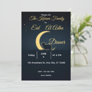 Elegantes Schwarz-Gold-Eid-al-Adha-Abendessen  Einladung