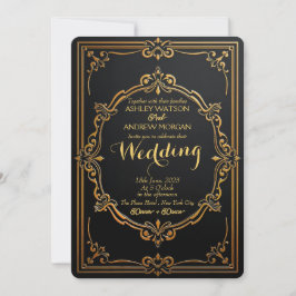 Elegantes Schwarz-Gold-Einladungs-Template Einladung