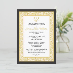 Elegantes Schwarz, Gold Filigree, Herzensjubiläum