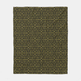 Elegantes Schwarz & Gold Filigree Muster Fleecedecke