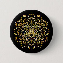 Elegantes Schwarz-Gold-Floral Mandala Muster