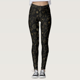 Elegantes Schwarz-Gold Foil Weihnachtsmuster Leggings