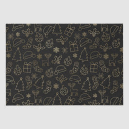 Elegantes Schwarz-Gold Foil Weihnachtsmuster Seidenpapier