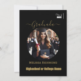 Elegantes Schwarz-Gold Foto Spanisch Graduiert Ankündigung