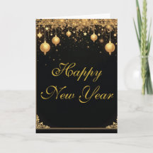 Elegantes Schwarz & Gold Frohes Neues Jahr