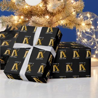 Elegantes Schwarz-Gold-Geburtstagsmuster Geschenkpapier