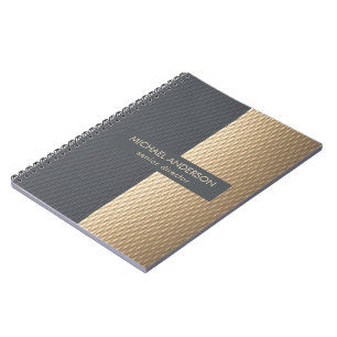 Elegantes Schwarz-Gold-Geometrie-Design Notizblock
