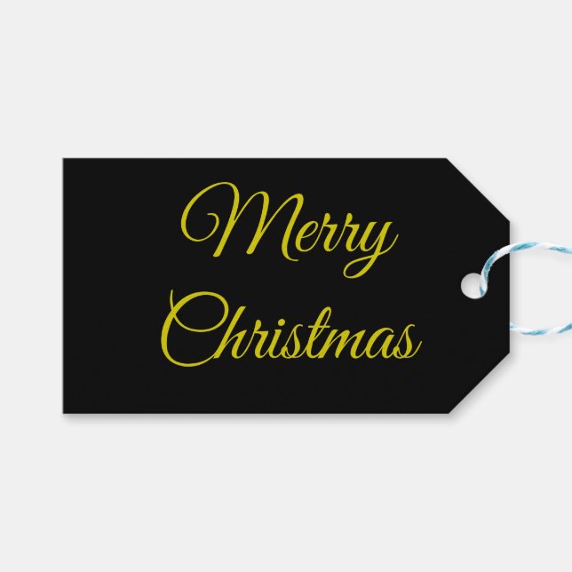 Elegantes Schwarz & Gold Geschenkanhänger (Vorderseite (Horizontal))