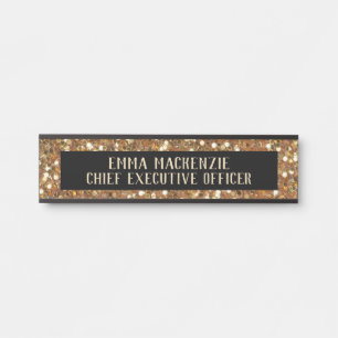 Elegantes Schwarz-Gold-Glam-Namensschild - Türschi Türschild