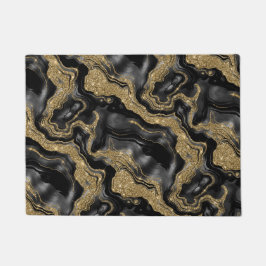 Elegantes Schwarz-Gold-Glitzer-Muster Fußmatte