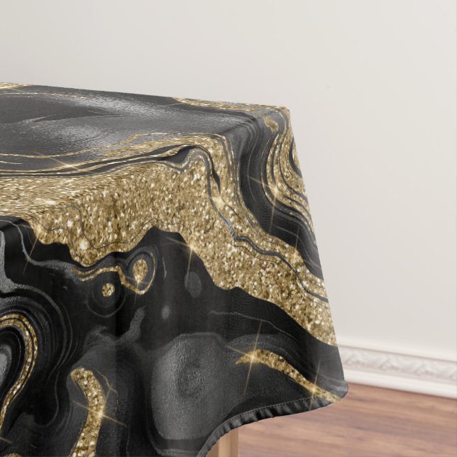 Elegantes Schwarz-Gold-Glitzer-Muster Tischdecke (Beispiel)