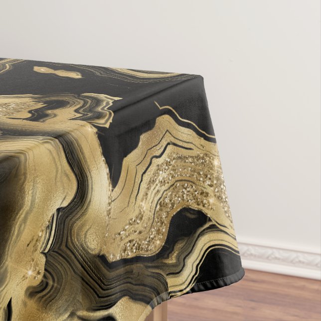 Elegantes Schwarz-Gold-Glitzer-Muster Tischdecke (Beispiel)