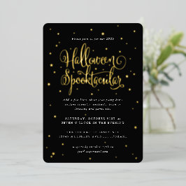 Elegantes Schwarz/Gold Halloween Spooktacular + St Folieneinladung