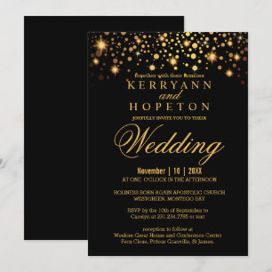 Elegantes Schwarz-Gold-Imitat Foil Dots Einladung