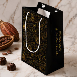 Elegantes Schwarz-Gold-Kakao-Name-Tagline-Geschäft Kleine Geschenktüte