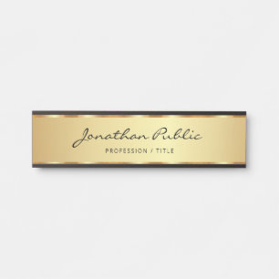 Elegantes Schwarz-Gold-Kalligrafie-Skript Türschild