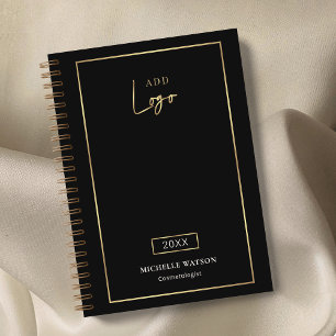 Elegantes Schwarz & Gold Logo Benutzerdefinierter Planer
