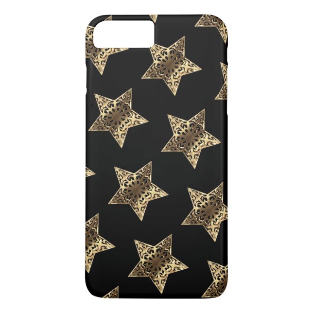 Elegantes Schwarz-Gold-Look Sterne-Muster Case-Mate iPhone Hülle (Rückseite)