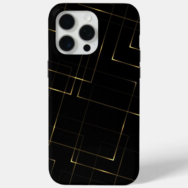 Elegantes Schwarz & Gold Marmor Case-Mate iPhone Hülle (Rückseite)