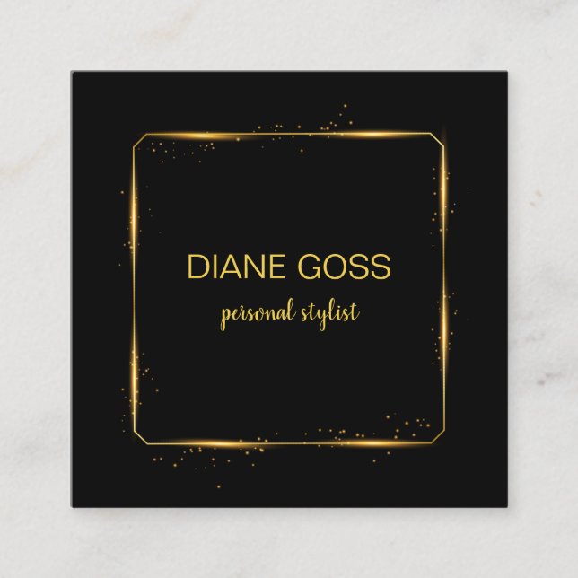 Elegantes Schwarz-Gold-Metalldesign Quadratische Visitenkarte (Vorderseite)