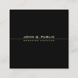 Elegantes Schwarz-Gold-Modern-Charming-Template Quadratische Visitenkarte