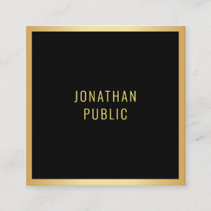 Elegantes Schwarz-Gold-Modern-Minimalistisches Tem Quadratische Visitenkarte