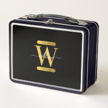 Elegantes Schwarz & Gold Monogram Modernes Skript