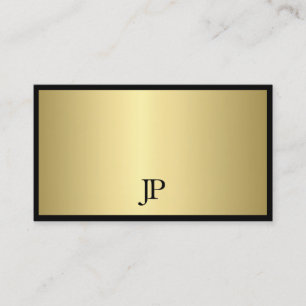 Elegantes Schwarz-Gold Monogram Schlicht Modernes Visitenkarte