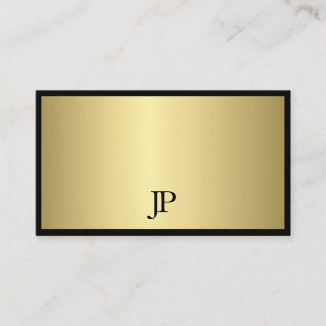 Elegantes Schwarz-Gold Monogram Schlicht Modernes  Visitenkarte (Vorderseite)