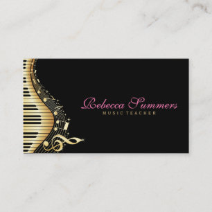 Elegantes Schwarz-Gold-Musiknoten-Design Visitenkarte