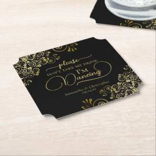 Elegantes Schwarz & Gold Nehmt mir nicht die Hochz Untersetzer