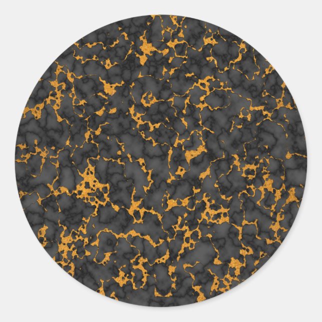 Elegantes Schwarz-Gold-Onyx-Marmordesign Runder Aufkleber (Vorderseite)