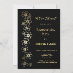 Elegantes Schwarz-Gold-Party Einladung