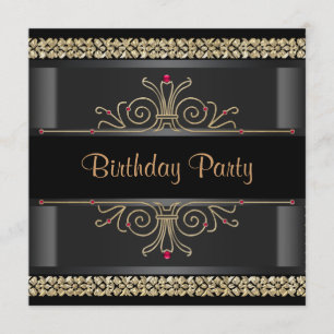 Elegantes Schwarz-Gold-Party Einladung