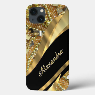 Elegantes Schwarz-Gold-personalisiert iPhone 13 Hülle
