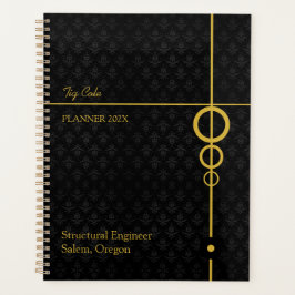 Elegantes Schwarz/Gold Personalisiert Planer