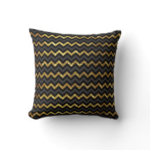 Elegantes Schwarz-Gold-Polyester-Kissen