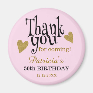 Elegantes Schwarz Gold Rosa Danke zum 50. Geburtst Magnet