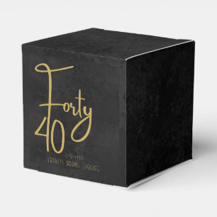 Elegantes Schwarz & Gold Schriftzug Vierzig Modern Geschenkschachtel