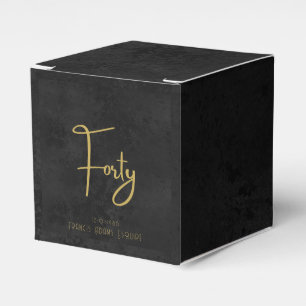 Elegantes Schwarz & Gold Schriftzug Vierzig Modern Geschenkschachtel