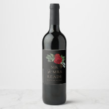 Elegantes Schwarz & Gold Script Rote Blüte