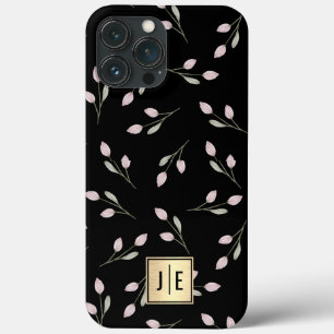 Elegantes Schwarz-Gold-Shiny-Monogramm Case-Mate iPhone Hülle