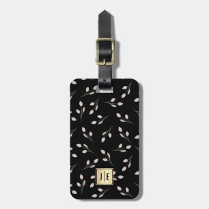 Elegantes Schwarz-Gold-Shiny-Monogramm Gepäckanhänger